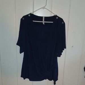 Collection B Blue Flutter Sleeve Blouse